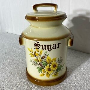 Vintage MCM Floral Ceramic Sugar Canister